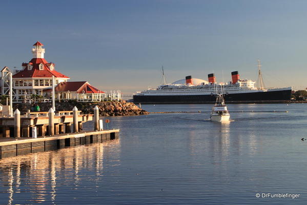 Long Beach Harbor, distant view of the Queen Mary
